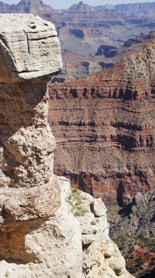 A close by image of a Grand Canyon mountain